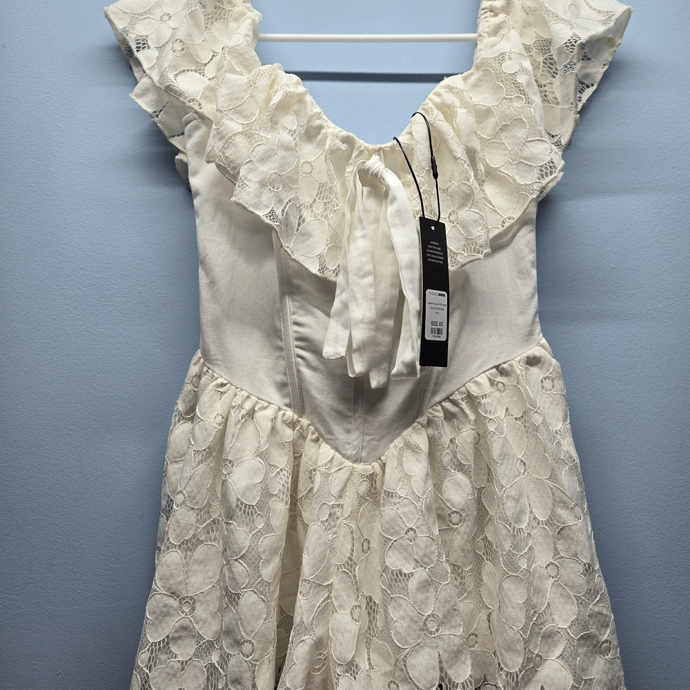 Fashion Nova Leanna Lace Romper Ivory XS